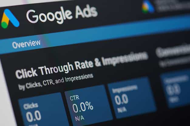 Google Ads report is showing CTR and Impressions data.